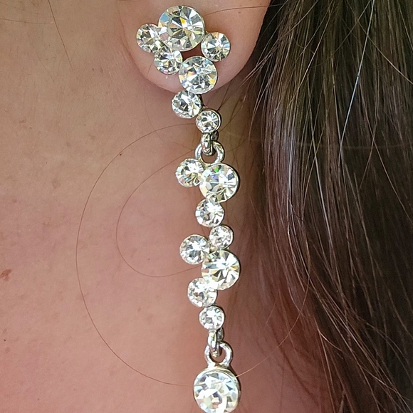 Elegant Silver Crystal Drop Earrings - Picture 10 of 11